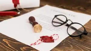 Traditional certificate with a wax seal
